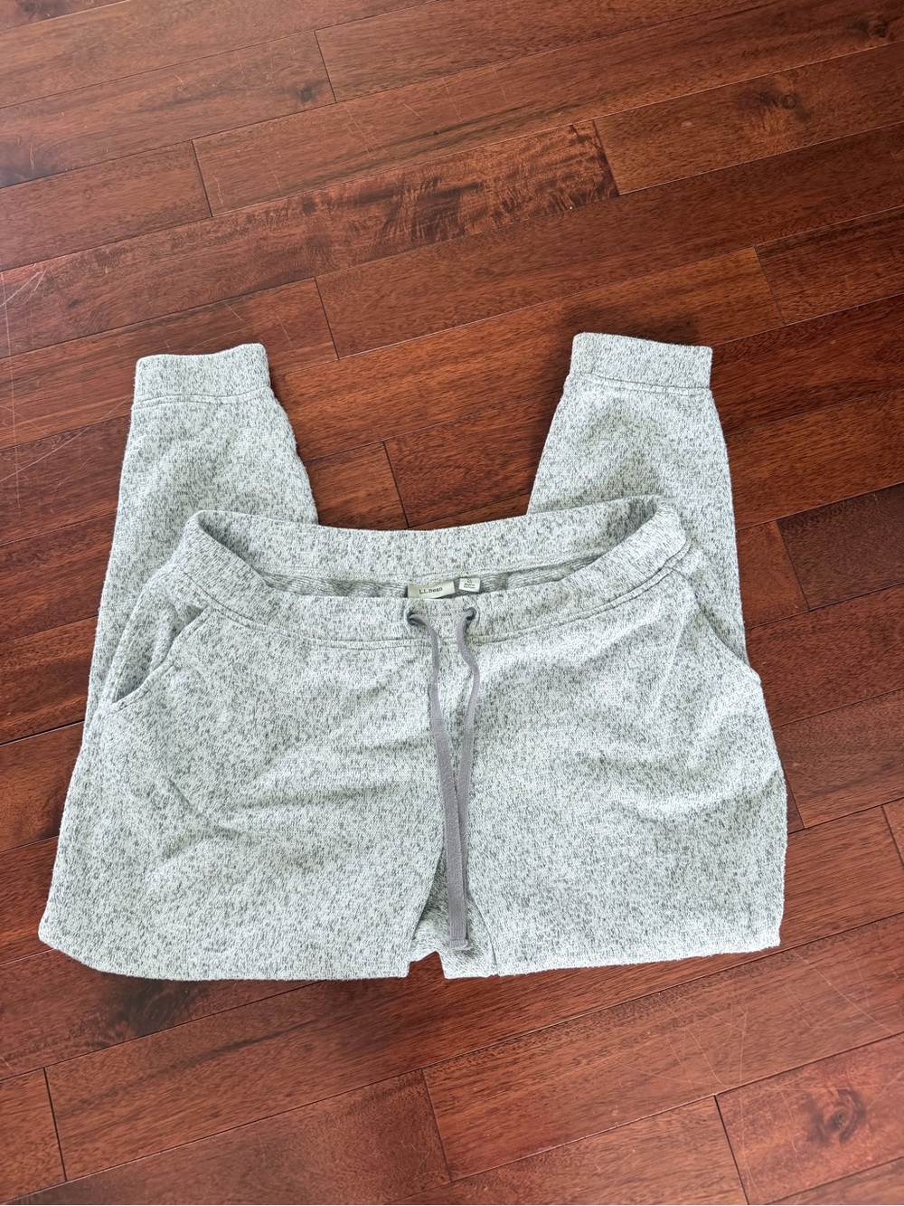 LL Bean Lightweight Sweater Fleece Jogger Pants Gray Speckled Womens  XL
